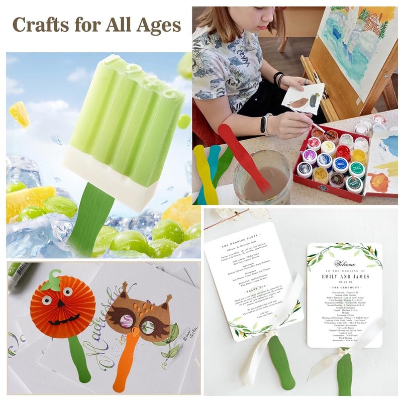 Fan Sticks Jumbo Popsicle Sticks 60 Pcs 8" Wooden Sticks
