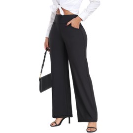 ESOFT Wide Leg Yoga Pants Women High Waisted Work Dress Pants Casual Sweatpants Petite/Regular/Tall Black