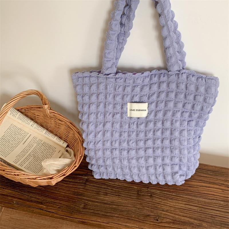 Petit-Germe Popcorn Bag, Tote Bag, Waffle Bag, 06.purple
