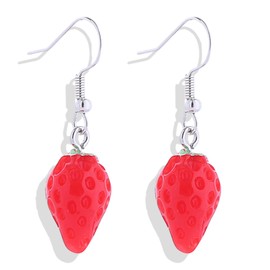 Strawberry Earring for Teen Girls Sweet Fruit Dangle Earrings Strawberry Resin Earring for Women Statement Jewelry Gifts