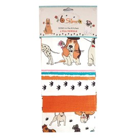 SiXsigma Sports Tea Towels 100% Cotton Decorative Kitchen Dish Linen Cooking BBQ Dogs Pack of 3