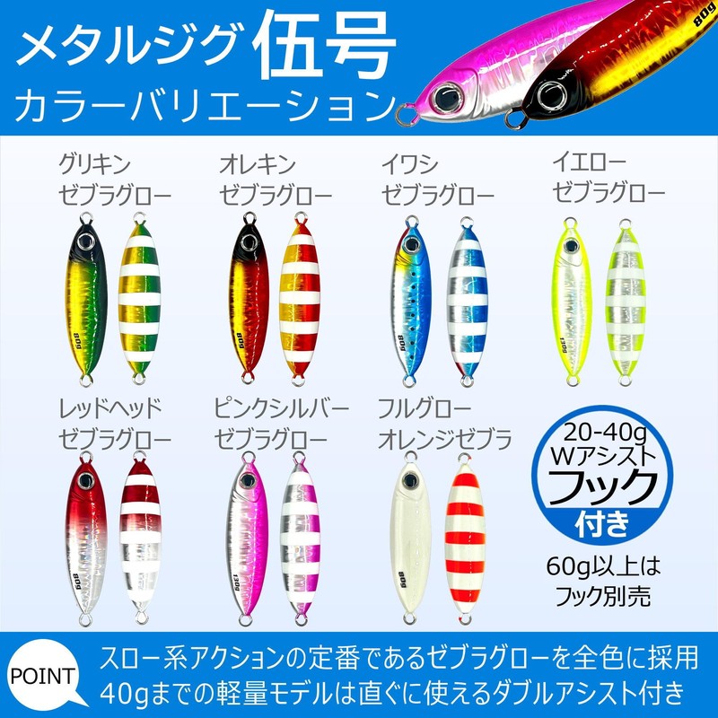 Allgu Metal Jig No. 5 Gogou 1.4 oz (40 g)