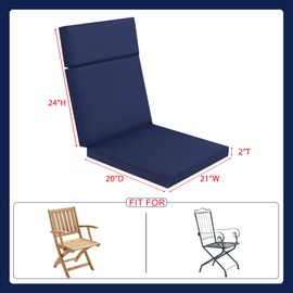 Favoyard Outdoor Chair Cushion 21 x 20 x 2 Inch Waterproof & Color Fade Resistant High Back Patio Furniture Cushion Replacement with Removable Cover, Ties and Hidden Zipper for Outdoor Dining Chairs