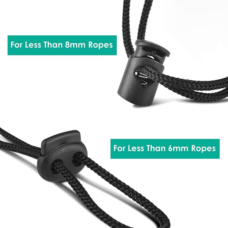 Spring Cord Stoppers, Pack of 20 (Round, 2 Holes x