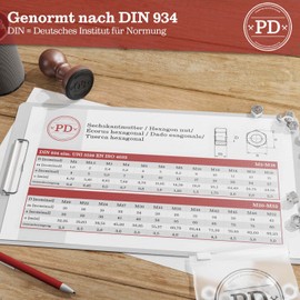 PD® Brass Nuts M5 (DIN 934 / ISO 4032), High-Quality Brass Hex Nuts, Hex Nut Brass Nut for Screws, Threaded Bolts and Threaded Rods, Pack of 25