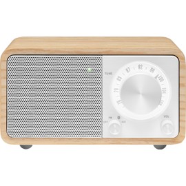 Sangean WR-301 Wide FM Compatible FM Radio Bluetooth Speaker (White Oak/Pearl White)