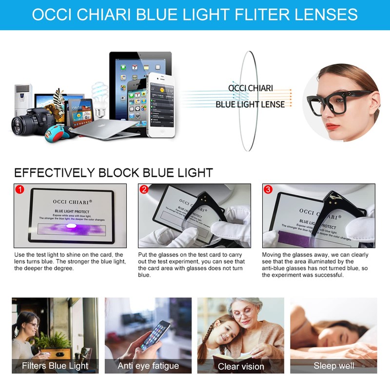 OCCI CHIARI Bifocal Reading Glasses 1.75 Womens Trendy Blue Light