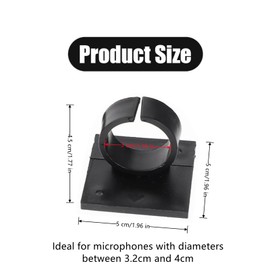 4 PCS Microphone Clips Universal Microphone Holders Microphone Bracket Clips Microphone Stand Hooks Microphone Wall Mount with Square Adhesive Backing for Home, Office, Hotel, Karaoke(Black)