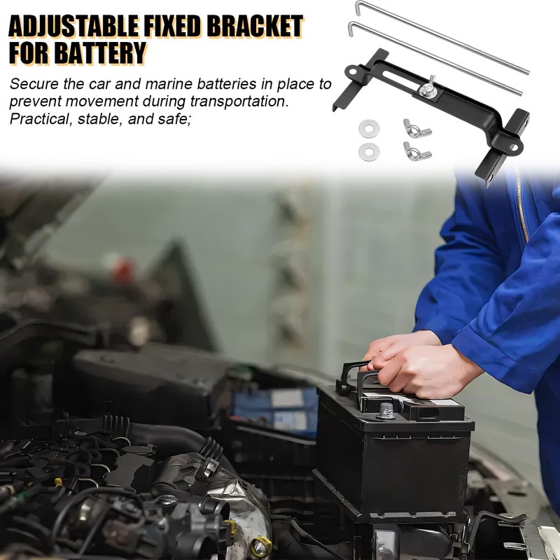Adjustable Battery Hold-Down Kit with 10.6 Inch J-Bolt