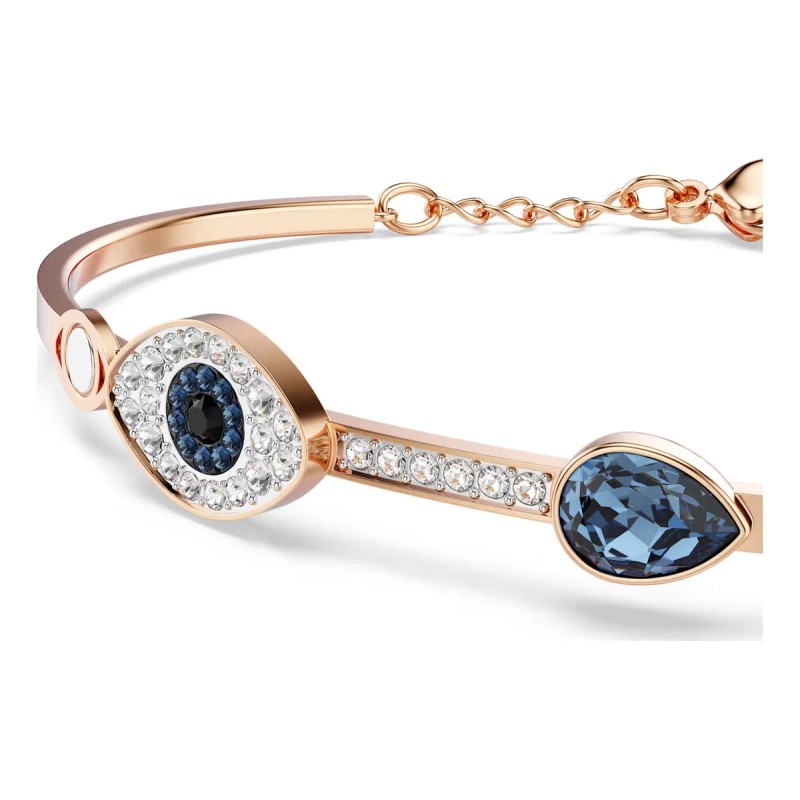 Pulsera Oro Rosa Con Ojo Turco Y Zafiro Protección Elegante