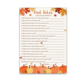 Little Pumpkin Theme Baby Shower Game — DAD JOKES Games — Pack of 25 — Fun Dad Joke Game, Funny Daddy Jokes Trivia, Pumpkins Shower Activity, Gender Neutral Couples Co-ed Shower Birthday G330-DJK
