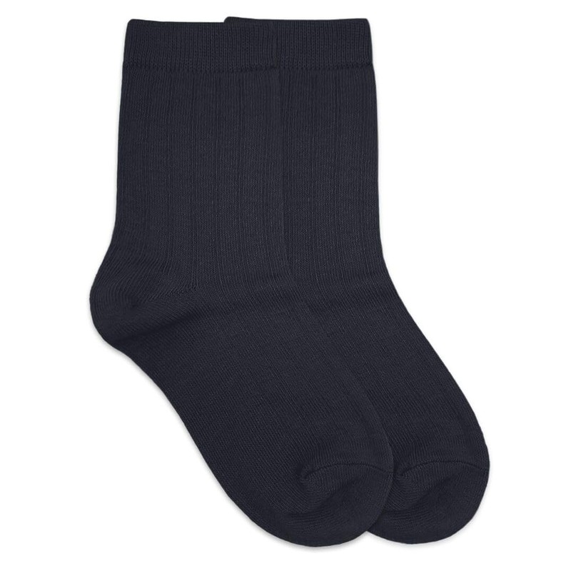 Jefferies Socks Boys' Big Three-Pack Rib Crew Socks, Navy, Medium