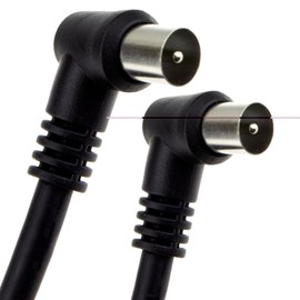 kenable RF Fly Lead Right Angle Male Plug to Plug Coaxial TV Freeview Cable 2m Black [2 metres]