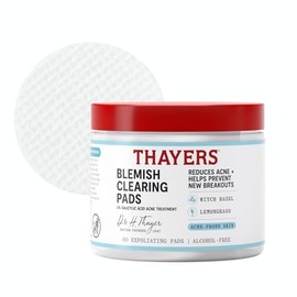 Thayers Almohadillas para eliminar imperfecciones, tratamiento de acné con ácido salicílico para cara, reducción de poros, exfoliante y calmante para el cuidado de la piel, almohadillas de tóner de hamamelis, 60 unidades