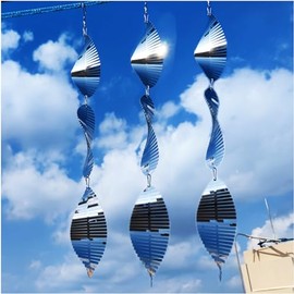 DJUAN Metal Bird Scare Discs Set-Highly Reflective Double-Sided Bird Reflectors,Extra Sparkly Wind Spinners Outdoor Garden Decor, Bird Devices Deterrent to Scare Birds Away from Yard Patio Farm