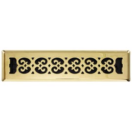 Decor Grates SPH214 Floor Register, 2x14, Bright Brass Finish