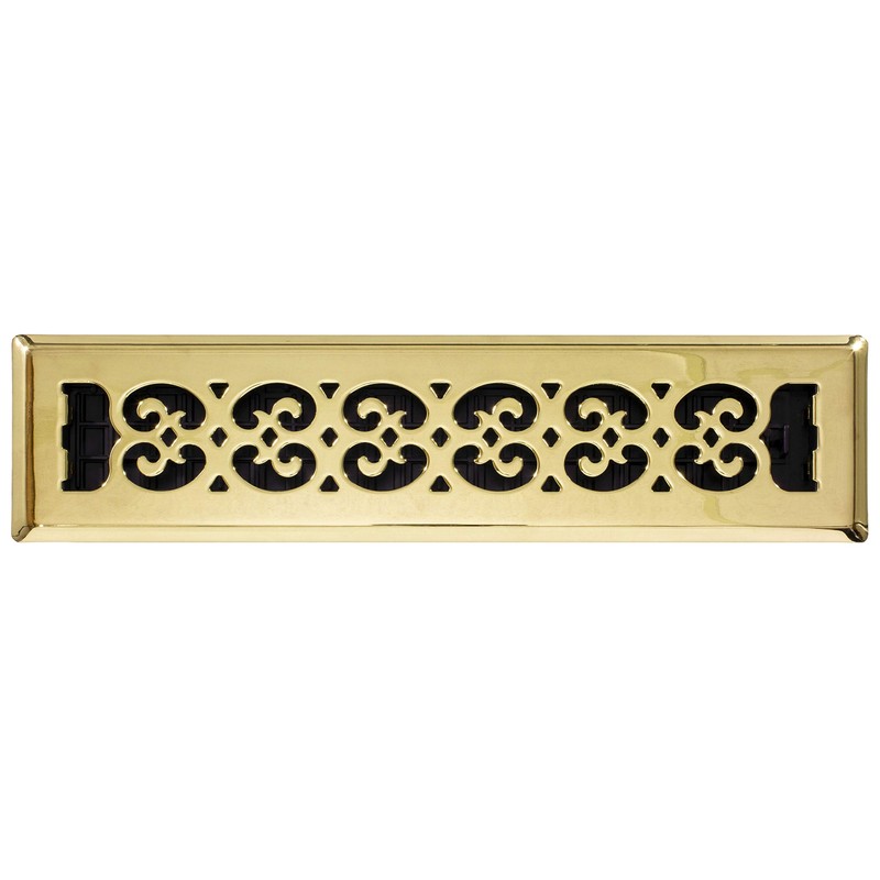 Decor Grates SPH214 Floor Register, 2x14, Bright Brass Finish