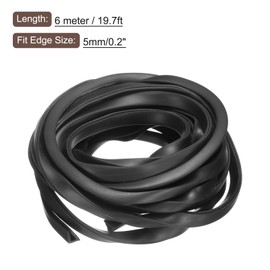 sourcing map sourcing map U Channel Edge Trim, 19.7ft Length Rubber Guard Seal Strip Edge Protector Flat Type Fit for 5mm Edge, (23/64" W x 7/16" H) Black