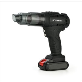 New Innovative 2-in-1 Car Vacuum Cleaner, Tire Inflator and Portable Air Pump - High-Power Suction, Digital Pressure Gauge, HEPA filter, LED Light with USB rechargeable for Easy Cleaning & Inflation.