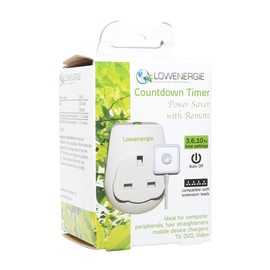 Lowenergie Energy saving countdown timer switch socket with remote wire, rundown auto power off 3,6,10hr, conserve electricity