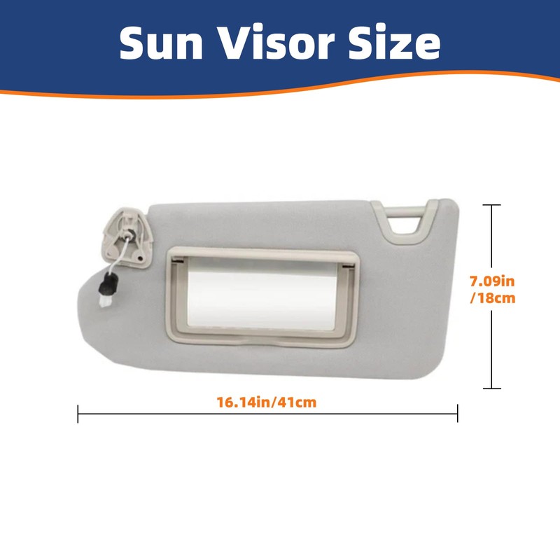 Replacement Left Driver Sun Visor with Gray Illuminated Mirror for