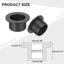 sourcing map 8Pcs Flanged Sleeve Bearing, Plastic Bushing ID 12mm x OD 14mm x Length 10mm POM Bushing, Black