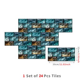 TUOKING 24-Pack Peel and Stick Wall Tiles Waterproof PVC Backsplash for Kitchen 11.8”x5.9”Subway Tile Self-Adhesive Removable Stick on Bathroom