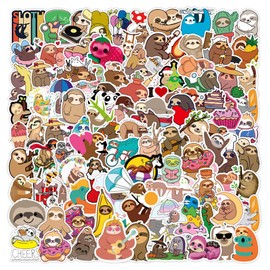 Bric Dodo Pack of 100 Sloth Stickers Water Bottles Laptop Phone Guitar Skateboard Computer Vinyl Stickers Waterproof Aesthetic Cartoon Sloth Stickers for Teenagers Children Adults