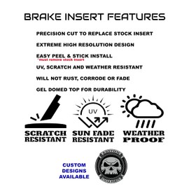 Skeleton Flip Off Front Brake Caliper Gel Top Badge Inserts, Compatible with 2008-2023 Harley Davidson with Stock Brembo Brakes. Sold In Pairs.