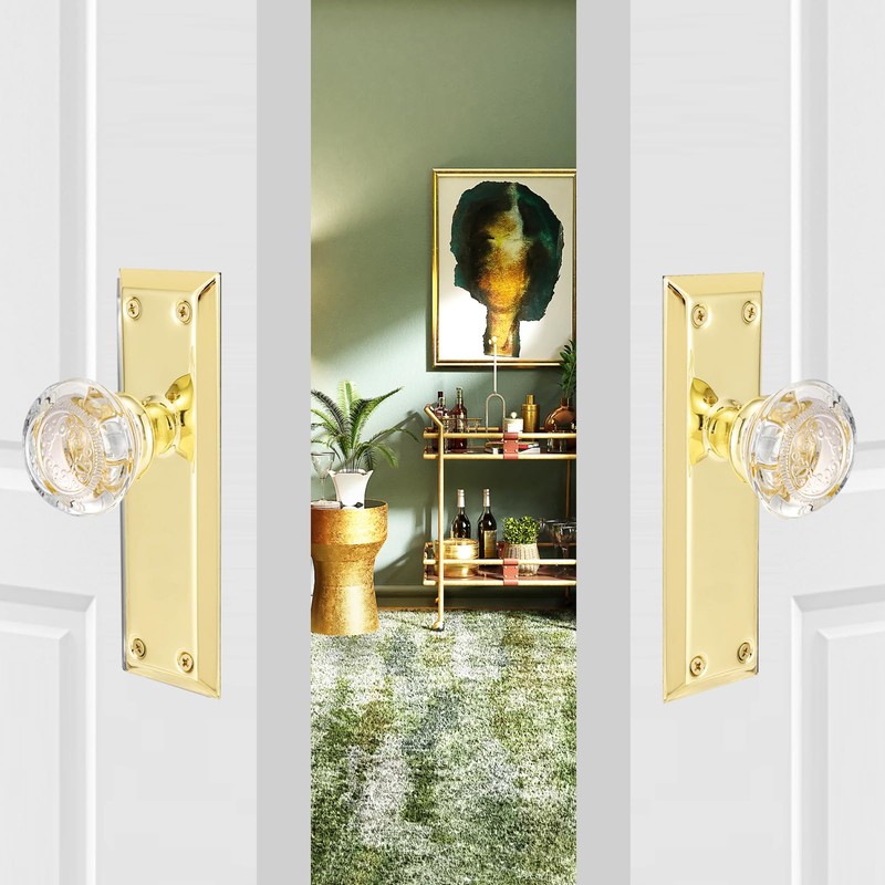 ToPToToo Glass Crystal Dummy Door Knobs Interior, Single-Side Dummy Door
