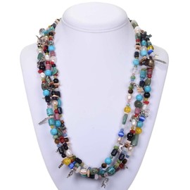 Alltribes Navajo Treasure Bead Charm Necklace Multistone SIX Feet Long 2594