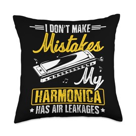 Harmonica Player Harmonica Set for Beginners Musician Throw Pillow