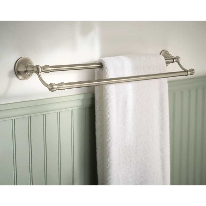 Moen Sage Collection Spot Resist Brushed Nickel 24-Inch Double-Towel Bar,