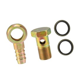 REPAIROCK 1 Set Banjo Bolt M16x1.5 Banjo Bolt Hose Barb Fittings Brake Line Fitting Adapter with Copper Washers for Motorcycle Car Iron Bronze Tone Auto Replacement Parts