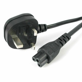 Long IEC dell Lead Power Cable 3 Pin UK Plug C5 IEC Clover Leaf Laptop-2M