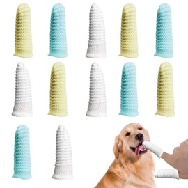 Fyfjur Hundezahnbürste, 12 Stück Wiederverwendbar Fingerzahnbürste Hund Anti-Plaque, Effiziente Fingerlinge Hunde Zahnpflege für Zahnpflege Hund Katzen