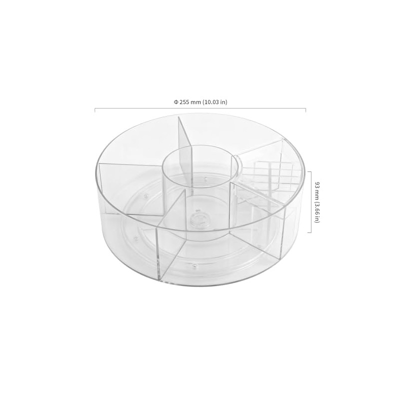 2 x 25 cm Lazy Susan Turntable Transparent, 6 Compartments