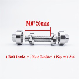 VOSANTU M6 Nut+Bolt Set Screws 304 Stainless Steel Anti-Theft Locking 20mm Security Hardware Kit for Mountain Bike Awning Car Accessories for Styling Light Bar safety(4 Nut+4 Bolt + 2 key)