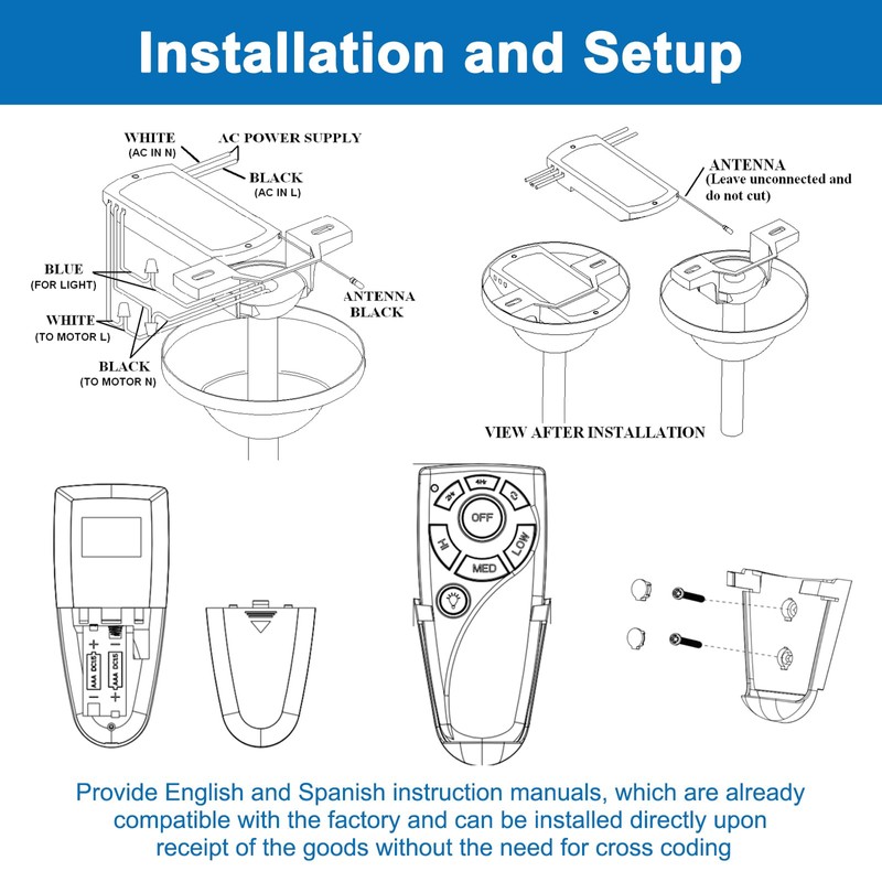 HUAXRUI TR213B Universal Ceiling Fan Remote Control Kit with Timer,