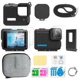 ERMO NKES Accessories Kit for GoPro Hero 4K, Includes Protective Storage Case, 2 Sets of Screen Protectors, 1 Silicone Protective Case, 1 Lens Cap, 1 Battery Side Cover, and 1 Lanyard