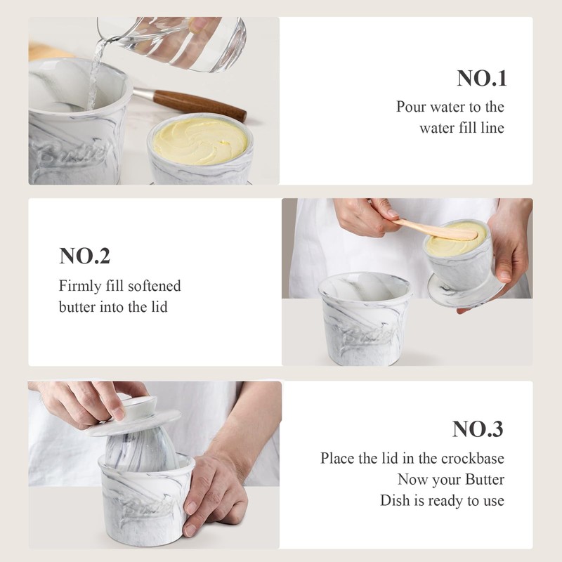 MSJGA Butter Crock for Counter with Water, French Butter Keeper