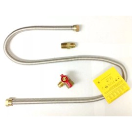 Com-Century Universal Gas Appliances Hook-Up Kit with 48" Stainless Hose and Shut-Off Valve