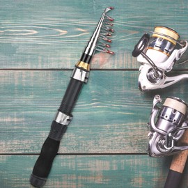 Fishing Rod Portable Small Short Sea Pole Mini Sea Fishing Tools Telescopic Fishing Rod for Travel Seawater Freshwater Bass Trout Fishing (1.9 m)