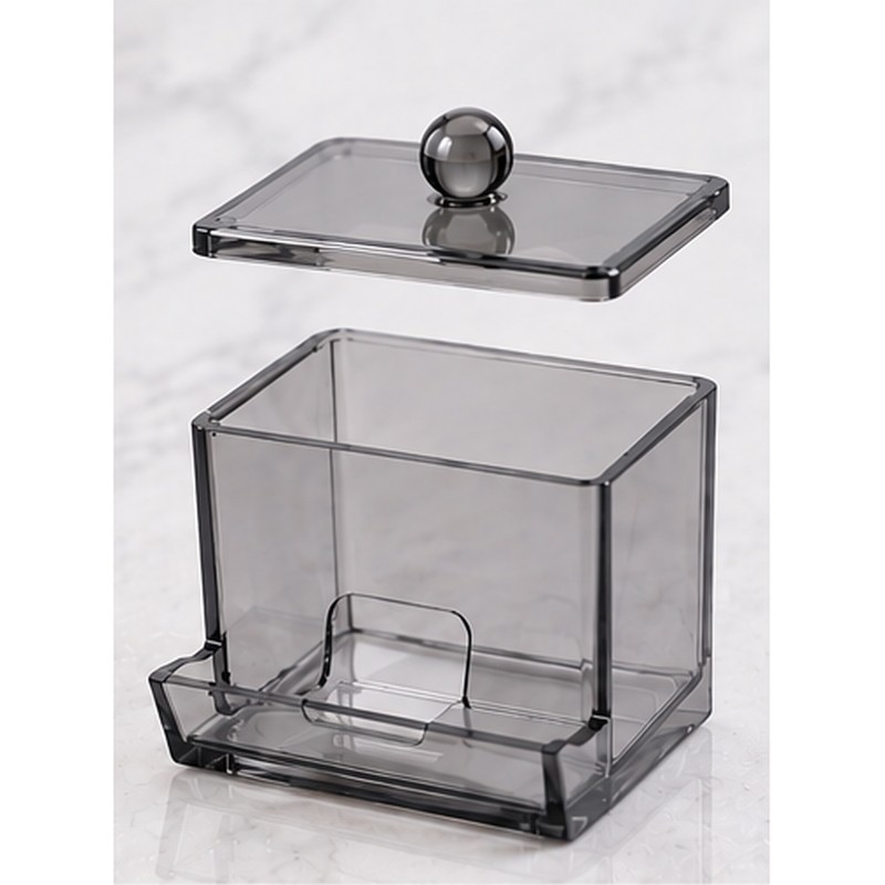 Clear Cotton Swab Holder for Bathroom Storage – Reusable Plastic