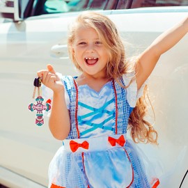 INCOK Cross Diamond Painting Keychains - 12PCS 5D Diamond Art Christian DIY Key Chain Kit DIY Key Ring Inspirational Gift Pendant for Beginner Adults Crafts Ornament