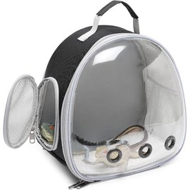 Small Animal Carrier Backpack Space Capsule Bubble Window Carrier Backpack for Lizard Guinea Pig - Color: Black