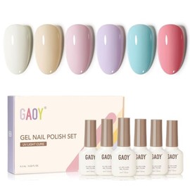 GAOY Spring Gel Nail Polish Set including Light Pink, BabyBlue, Pastel Purple, White Yellow for Manicure and Nail Art DIY at Home or Salon