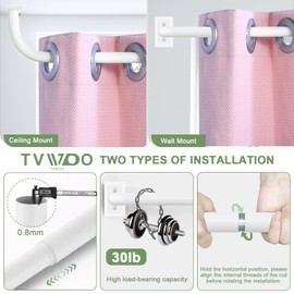 TVWOO White Wrap Around Curtain Rods 48 to 90 Inch:Blackout Adjustable Window Curtain Rod,Room Darkening Heavy Duty Curved French Metal Single Drapery Rods for Bedroom Kitchen Easy Install,Pure White