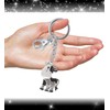 Aqua79 Sparkling Cow Keychain - Silver 3D Rhinestone Cow Keychain