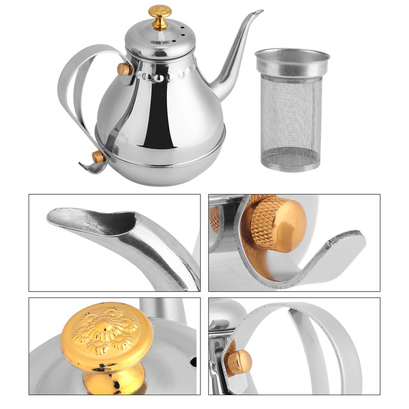 1.2L Stainless Steel Gooseneck Pour Coffee Drip Kettle Tea Filter